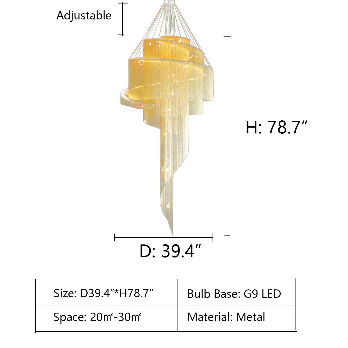 Extra Large Multi - layered Post - Modern Luxury Metal Chains Chandelier for High - ceiling Room - cyranlamps