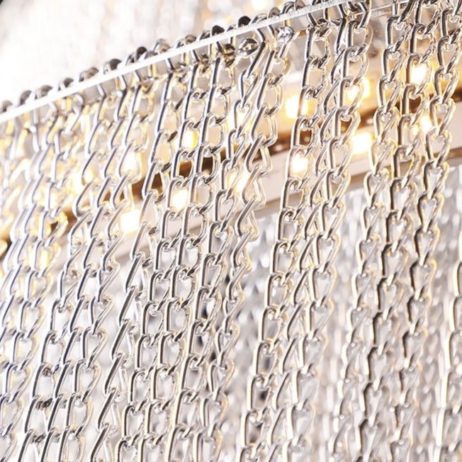 Extra Large Multi - layered Post - Modern Luxury Metal Chains Chandelier for High - ceiling Room - cyranlamps