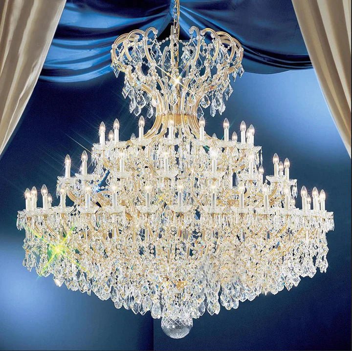 Extra Large Multi - layers Luxury Candle Branch Crystal Chandelier for Living Room/Foyer/Stairs - cyranlamps