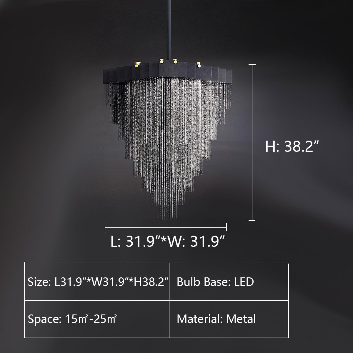 Extra Large Multi - tier Aluminum Tassel Chain Art Chandelier for Villa/Stairs/Foyer/Living Room - cyranlamps