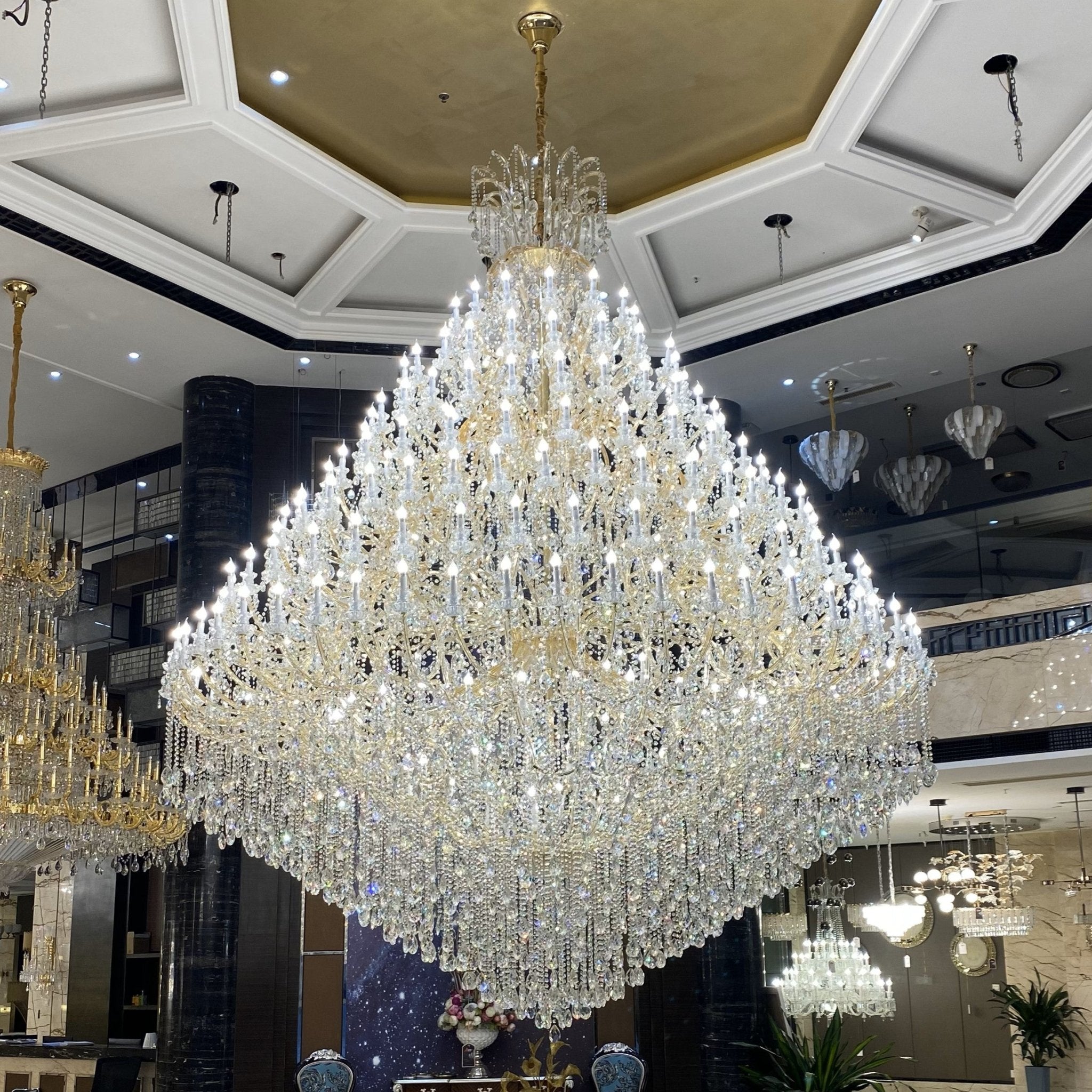 Extra Large Multi - tiered Candle Light Crystal Chandelier for Hotel/Restaurant - cyranlamps