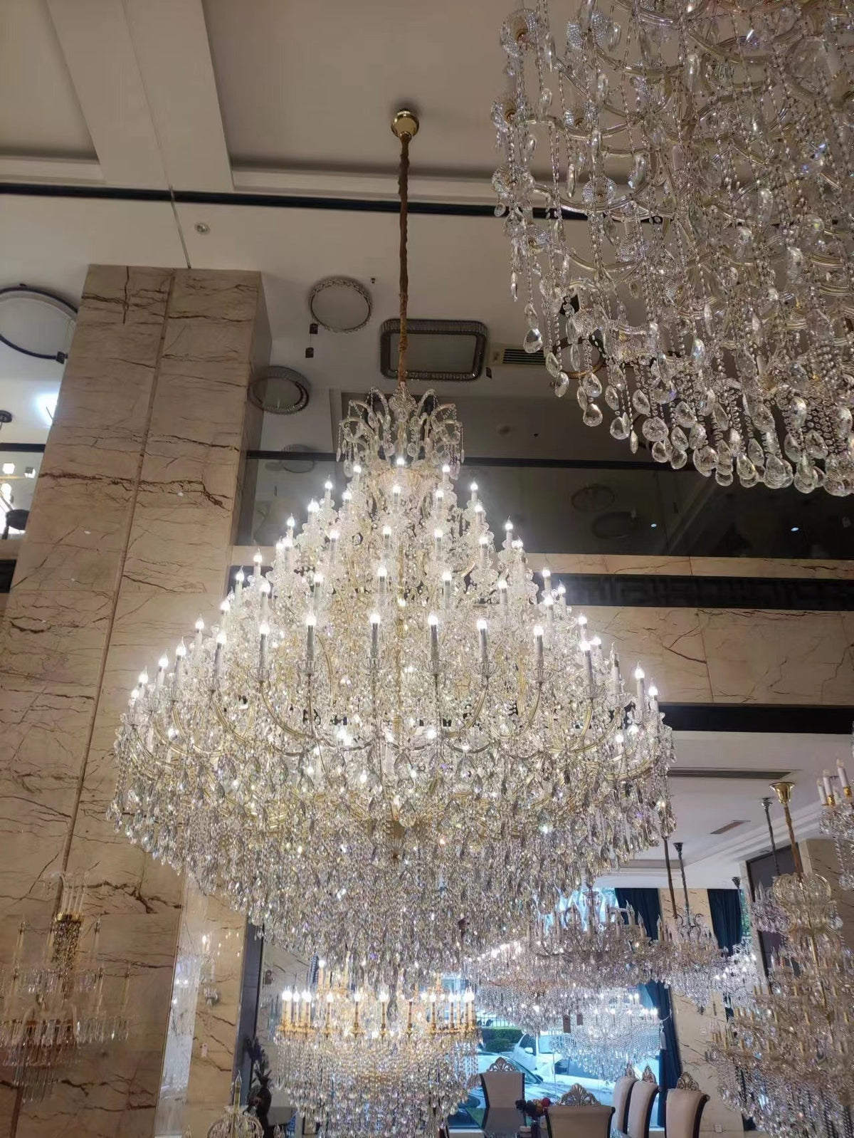 Extra Large Multi - tiered Candle Light Crystal Chandelier for Hotel/Restaurant - cyranlamps