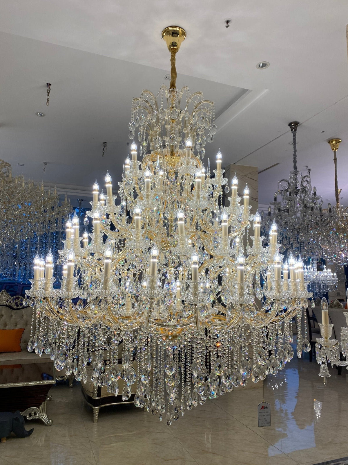Extra Large Multi - tiered Candle Light Crystal Chandelier for Hotel/Restaurant - cyranlamps