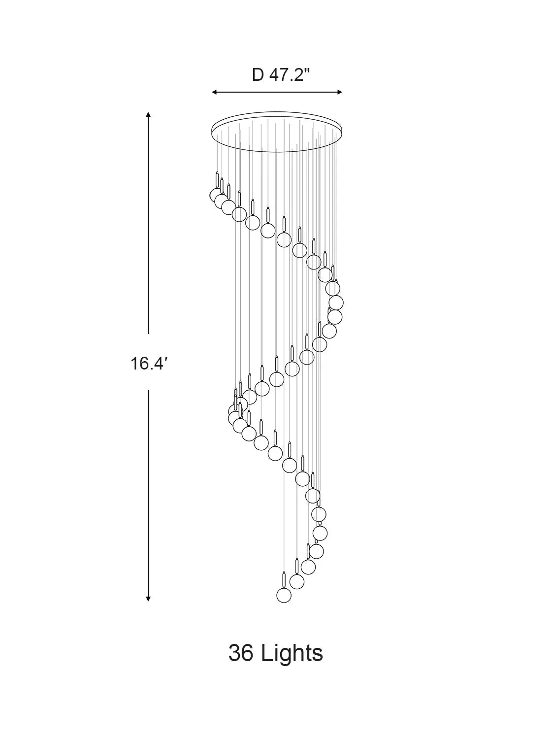 Extra Large Nordic Minimalist Long Pendant Light for Spiral Staircase/High - ceiling Room - cyranlamps
