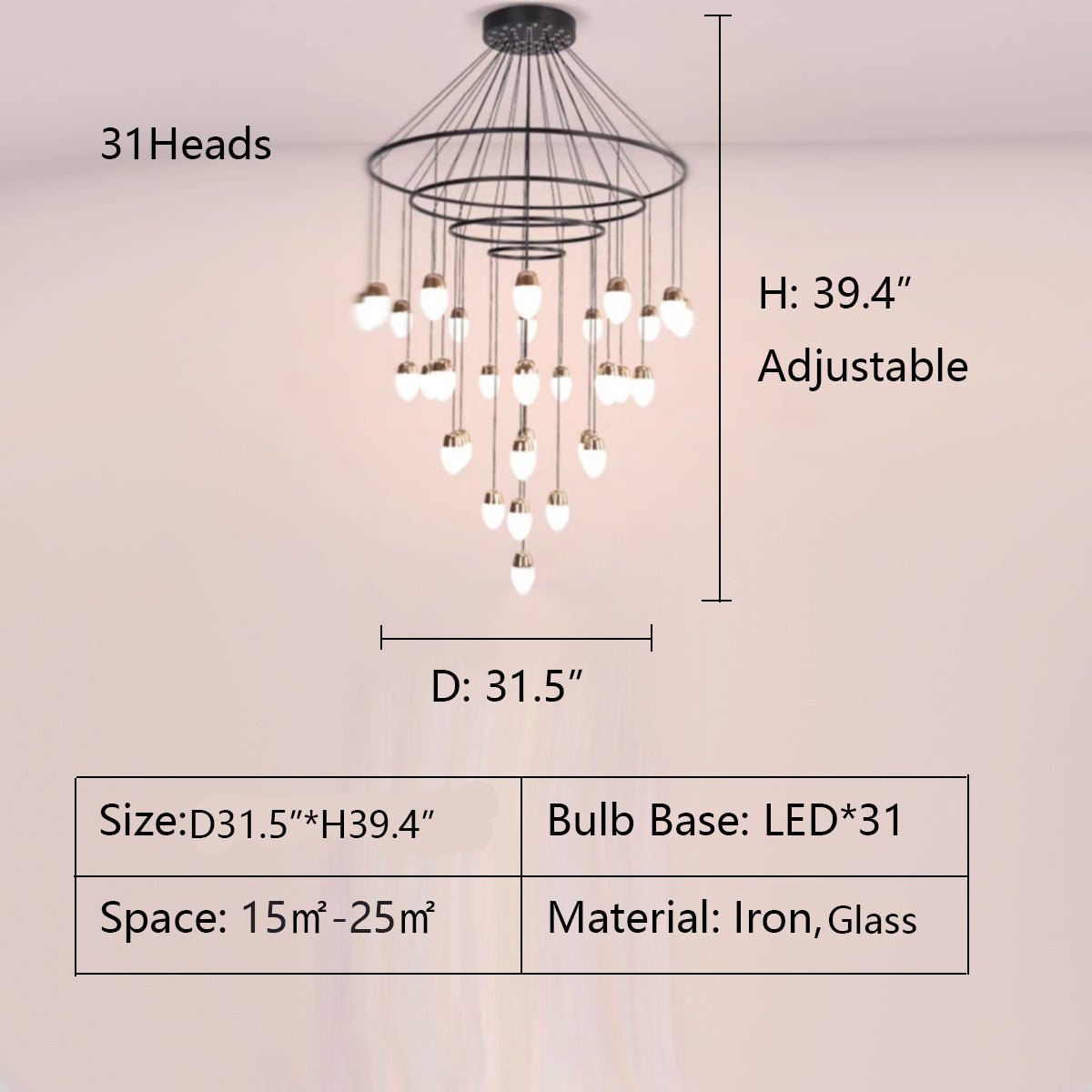 Extra Large Post - Modern Multi - tier Chandelier for High - ceiling Room/Stairs - cyranlamps