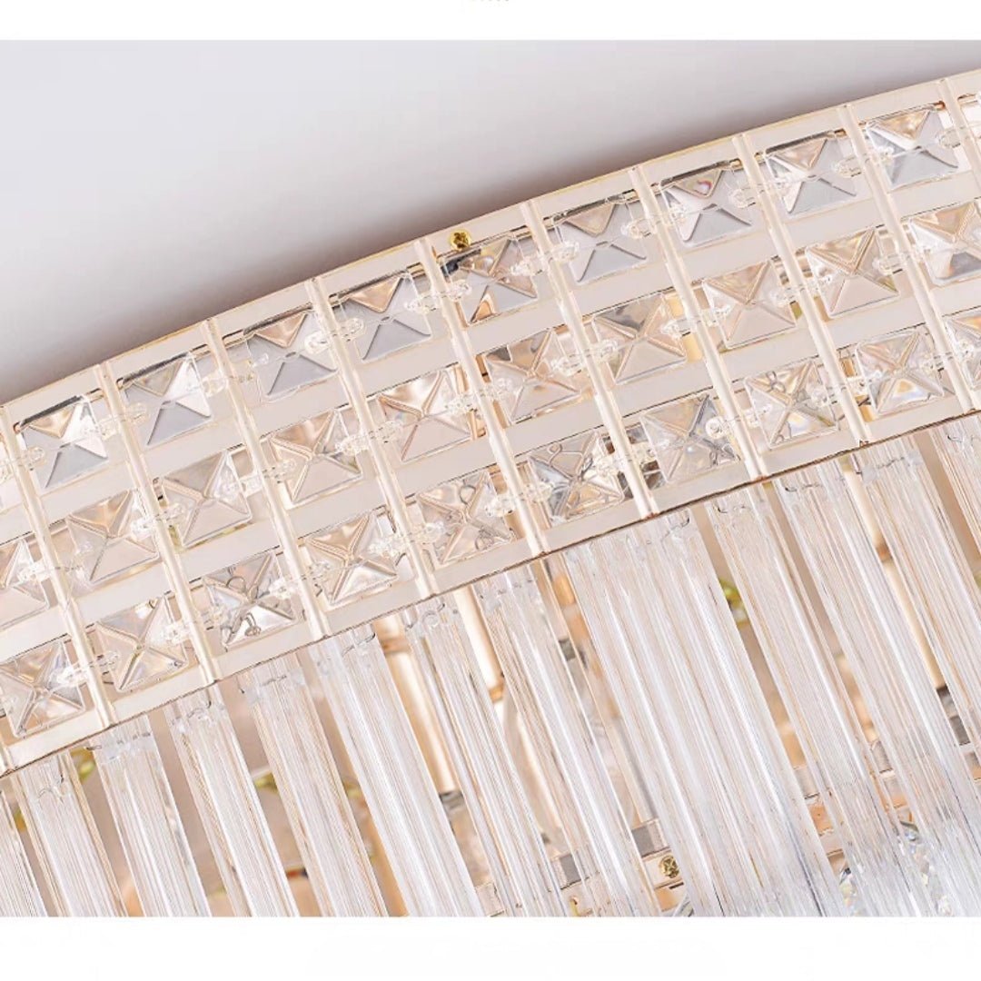 Extra Large Three Layers Rectangular Luxury Flush Mounted Crystal Chandelier for Living Room - cyranlamps
