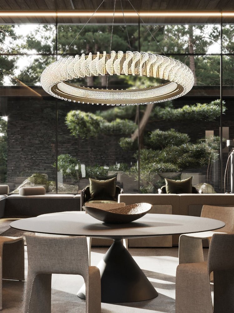 Extra Large Tiers Modern Stainless Steel Ring Chandelier for Living Room/Foyer/Big Entrys - cyranlamps