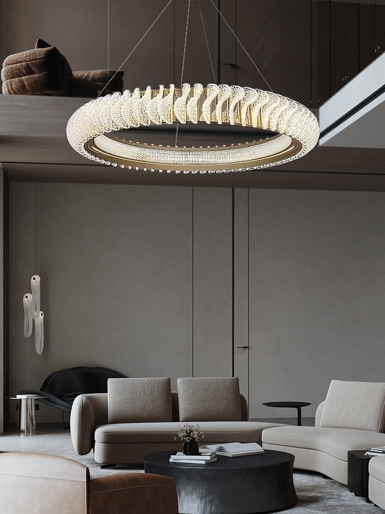 Extra Large Tiers Modern Stainless Steel Ring Chandelier for Living Room/Foyer/Big Entrys - cyranlamps