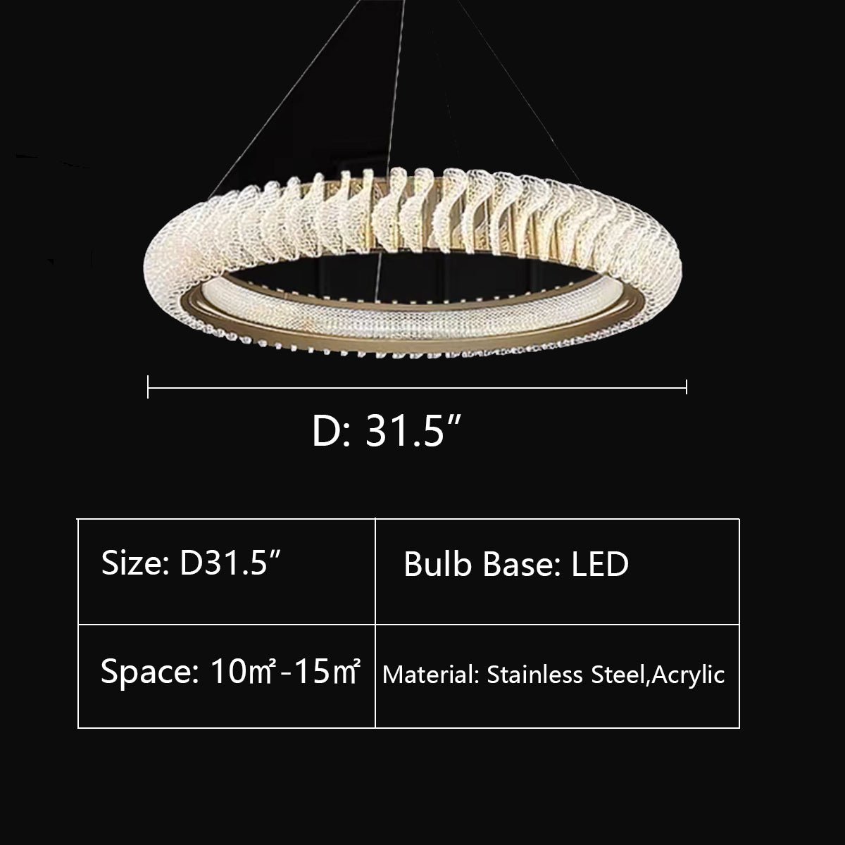 Extra Large Tiers Modern Stainless Steel Ring Chandelier for Living Room/Foyer/Big Entrys - cyranlamps