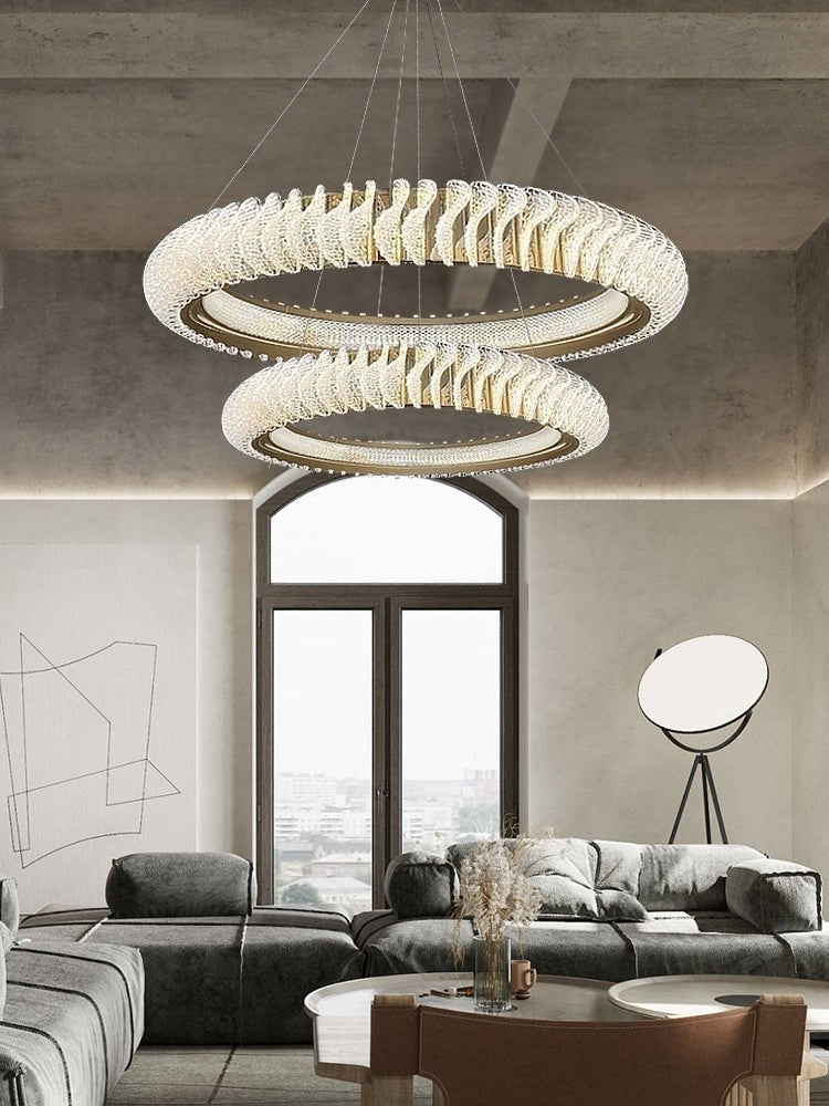 Extra Large Tiers Modern Stainless Steel Ring Chandelier for Living Room/Foyer/Big Entrys - cyranlamps