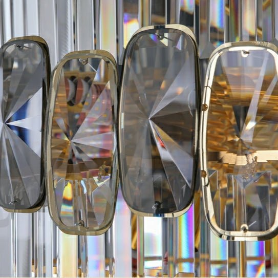 Fashion Large Staircase Chandelier For Foyer Living Room Entrance Crystal Ceiling Light Fixture In Gold Finish - cyranlamps