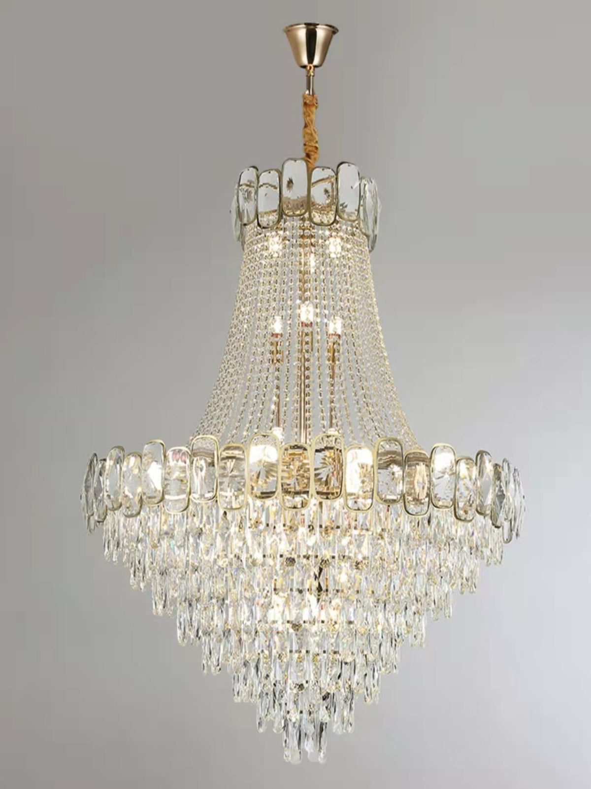 Foyer Staircase Chandelier Luxury K9 Crystal Ceiling Light For Living Room / Hallway - cyranlamps