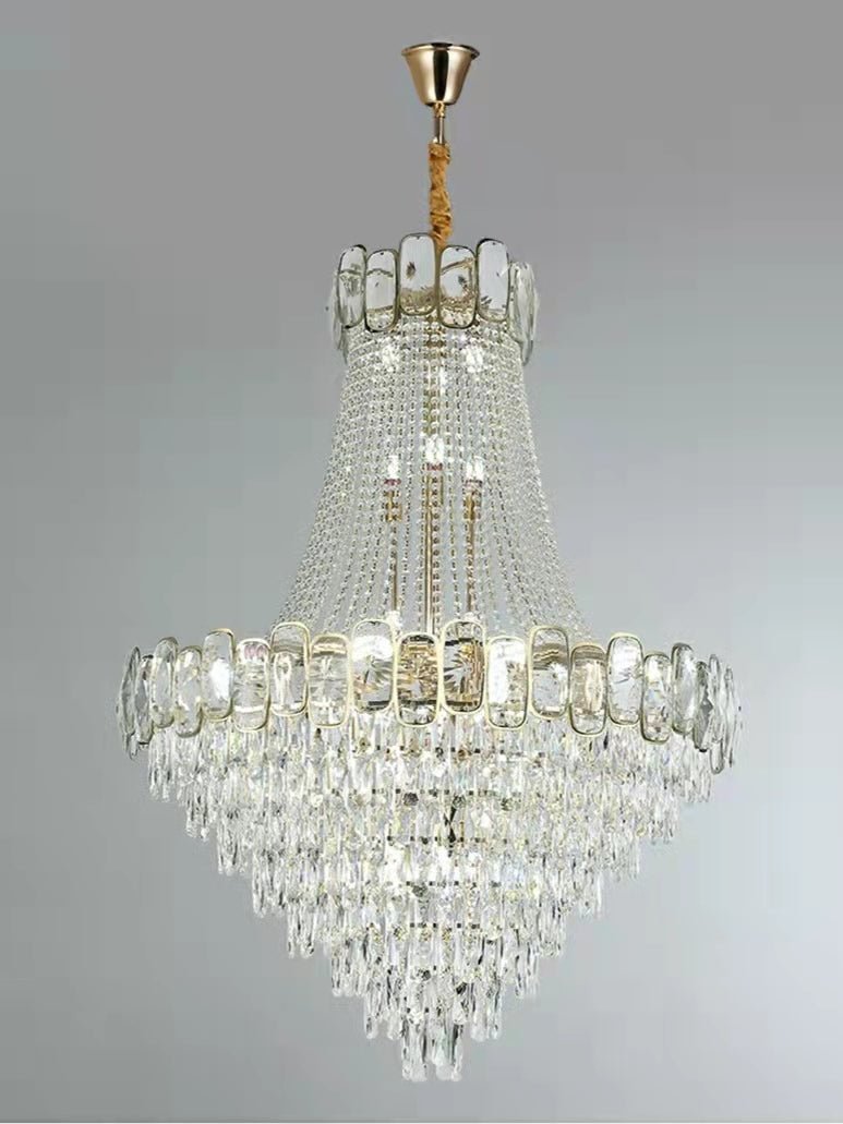 Foyer Staircase Chandelier Luxury K9 Crystal Ceiling Light For Living Room / Hallway - cyranlamps