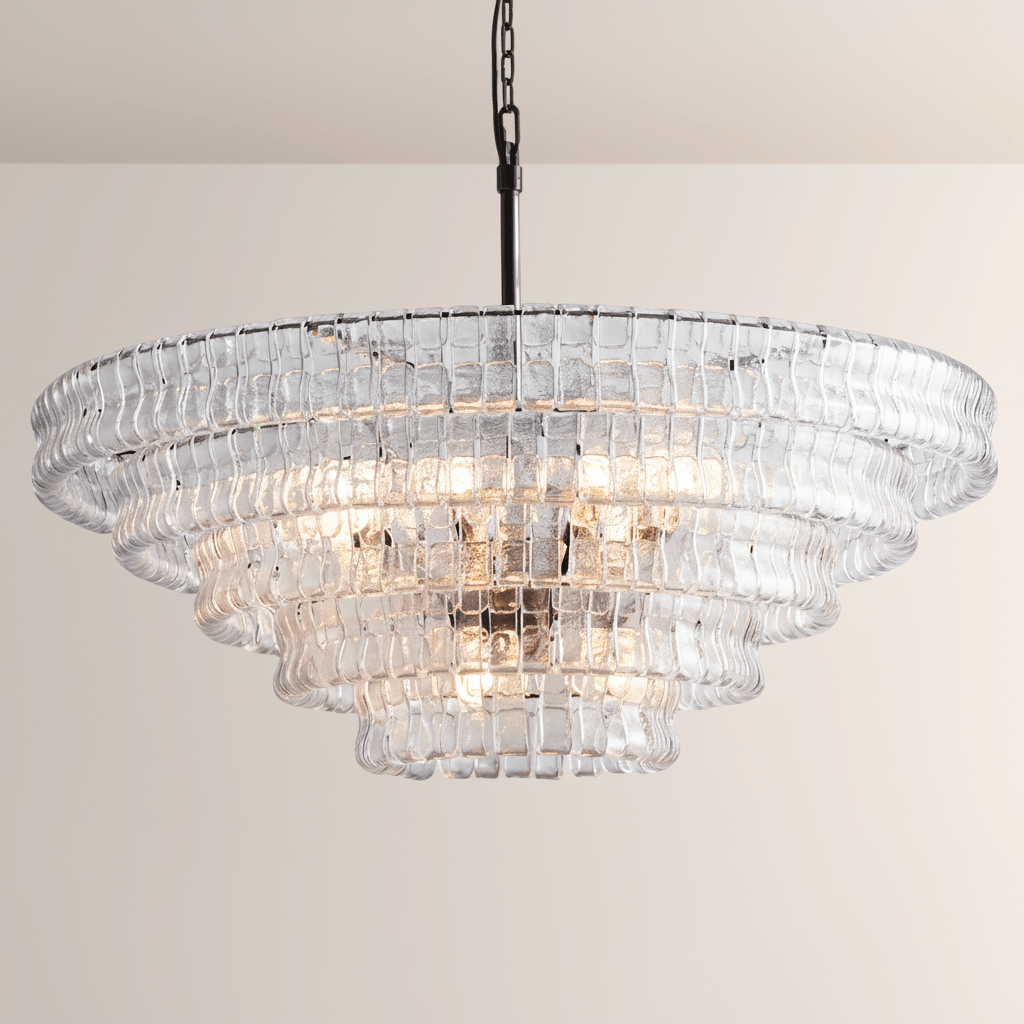 Ghiaccia Glass Round Chandelier - Cyran Lamps