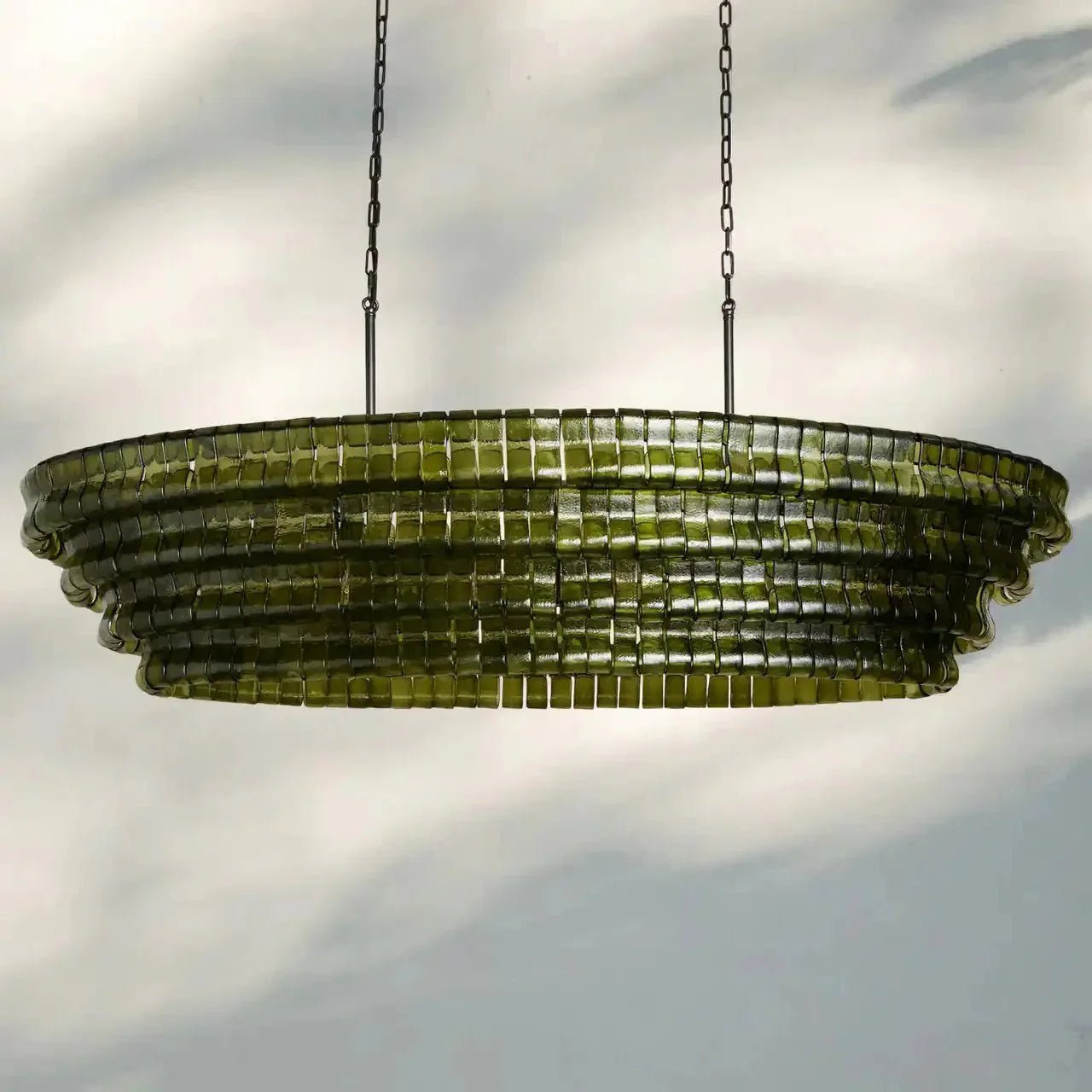 Ghiaccio Glass Oval Chandelier 54''65'' - Cyran Lamps