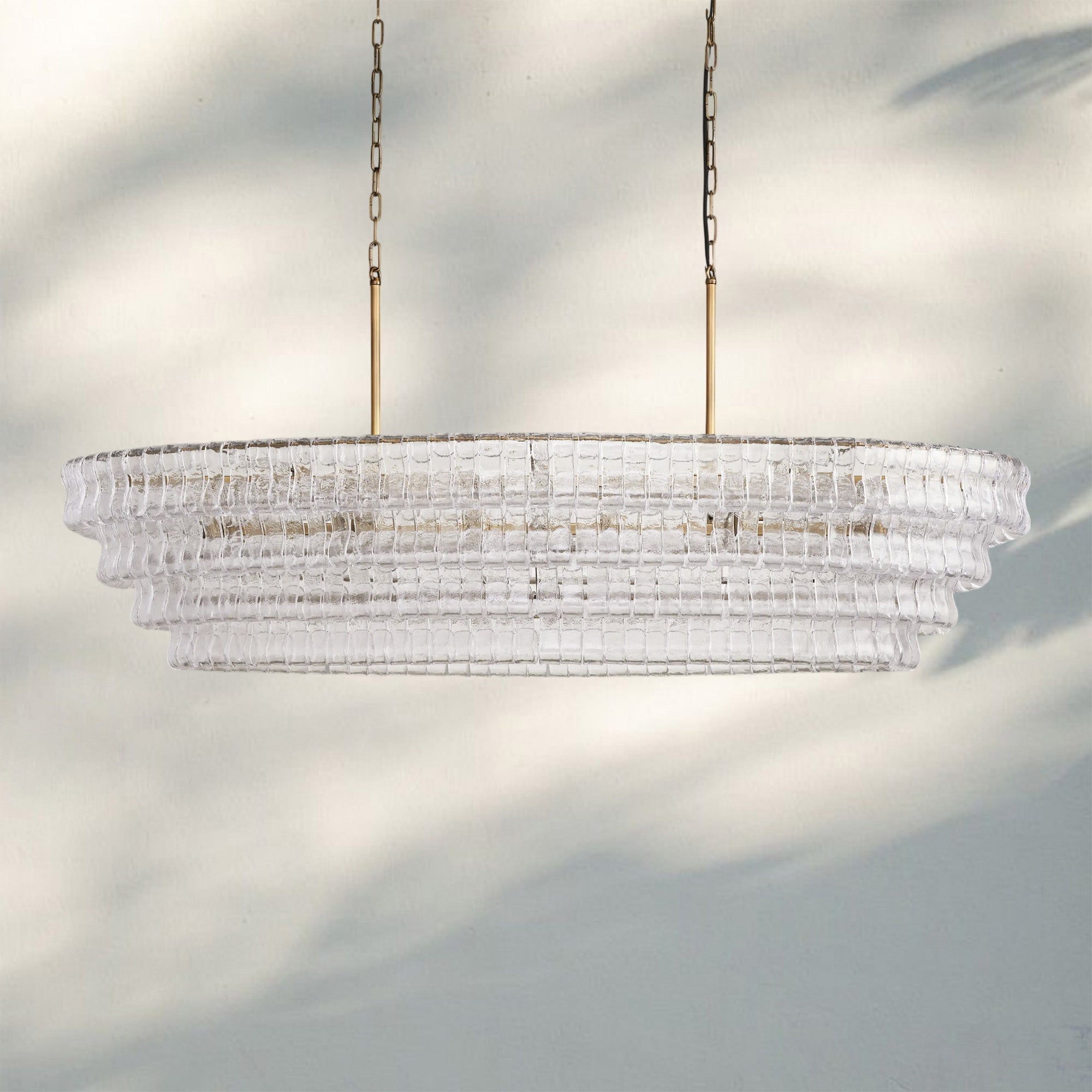 Ghiaccio Glass Oval Chandelier 54''65'' - Cyran Lamps
