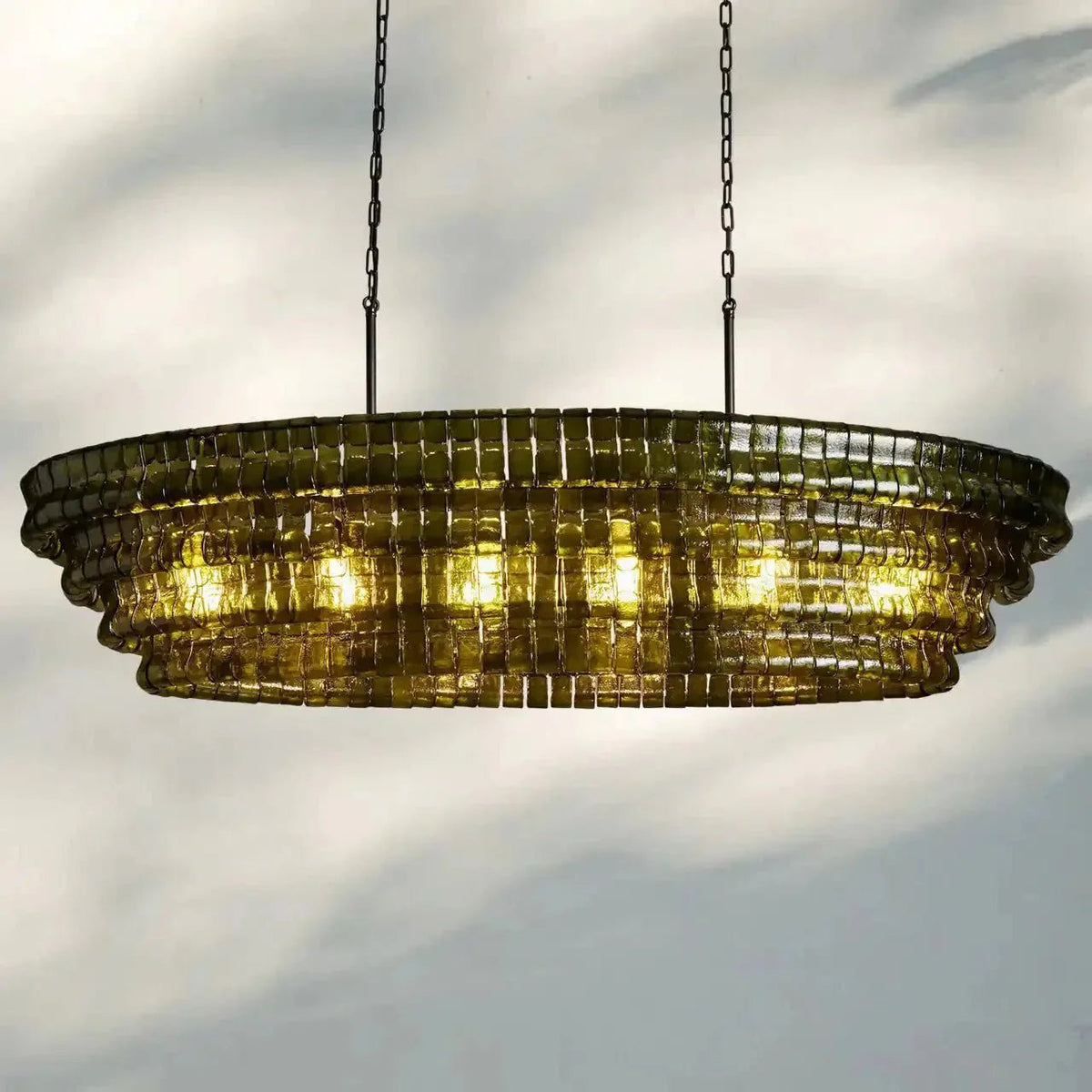 Ghiaccio Glass Oval Chandelier 54''65'' - Cyran Lamps