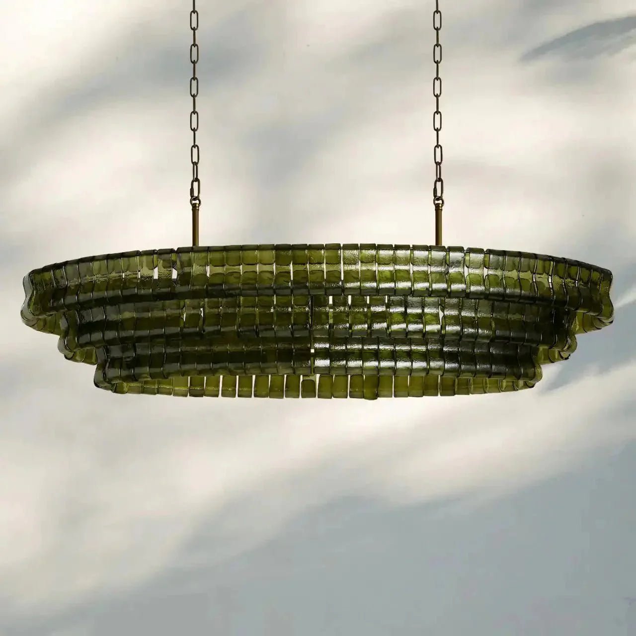 Ghiaccio Glass Oval Chandelier 54''65'' - Cyran Lamps