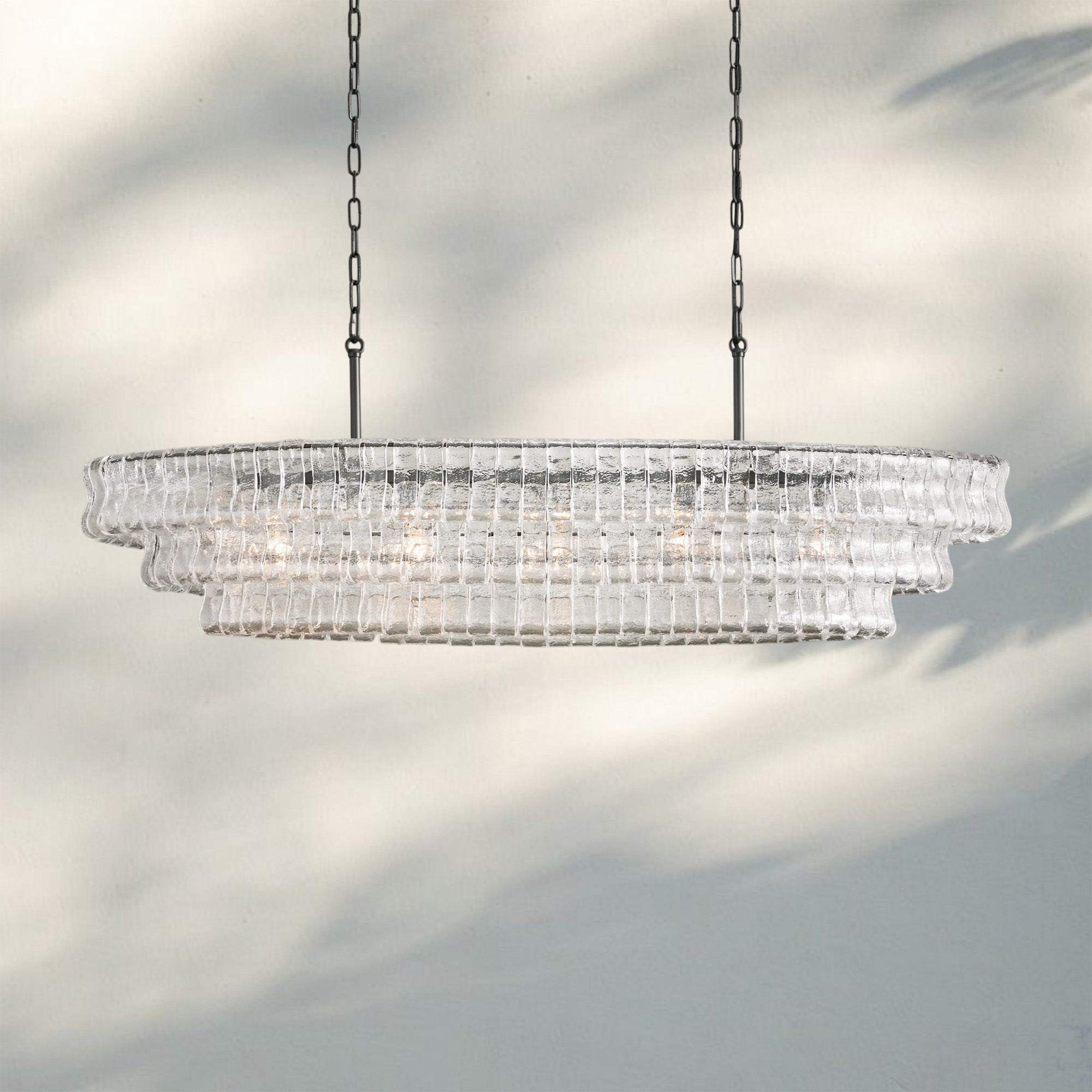 Ghiaccio Glass Oval Chandelier 54''65'' - Cyran Lamps