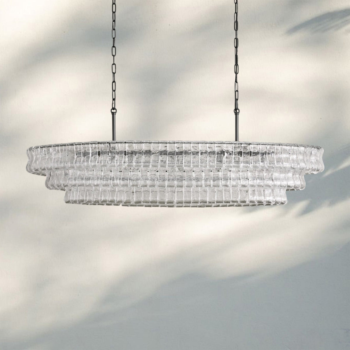 Ghiaccio Glass Oval Chandelier 54''65'' - Cyran Lamps