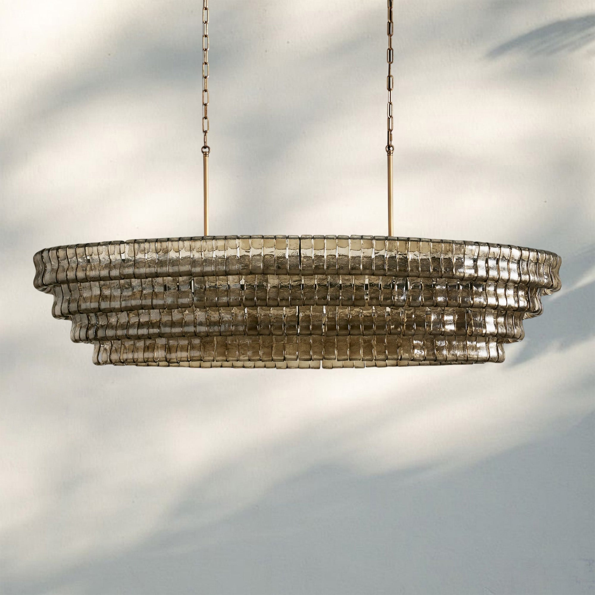 Ghiaccio Glass Oval Chandelier 54''65'' - Cyran Lamps