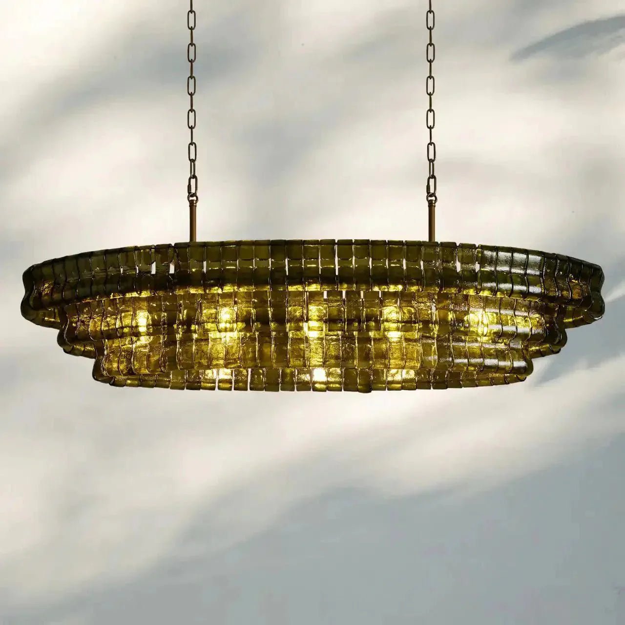 Ghiaccio Glass Oval Chandelier 54''65'' - Cyran Lamps