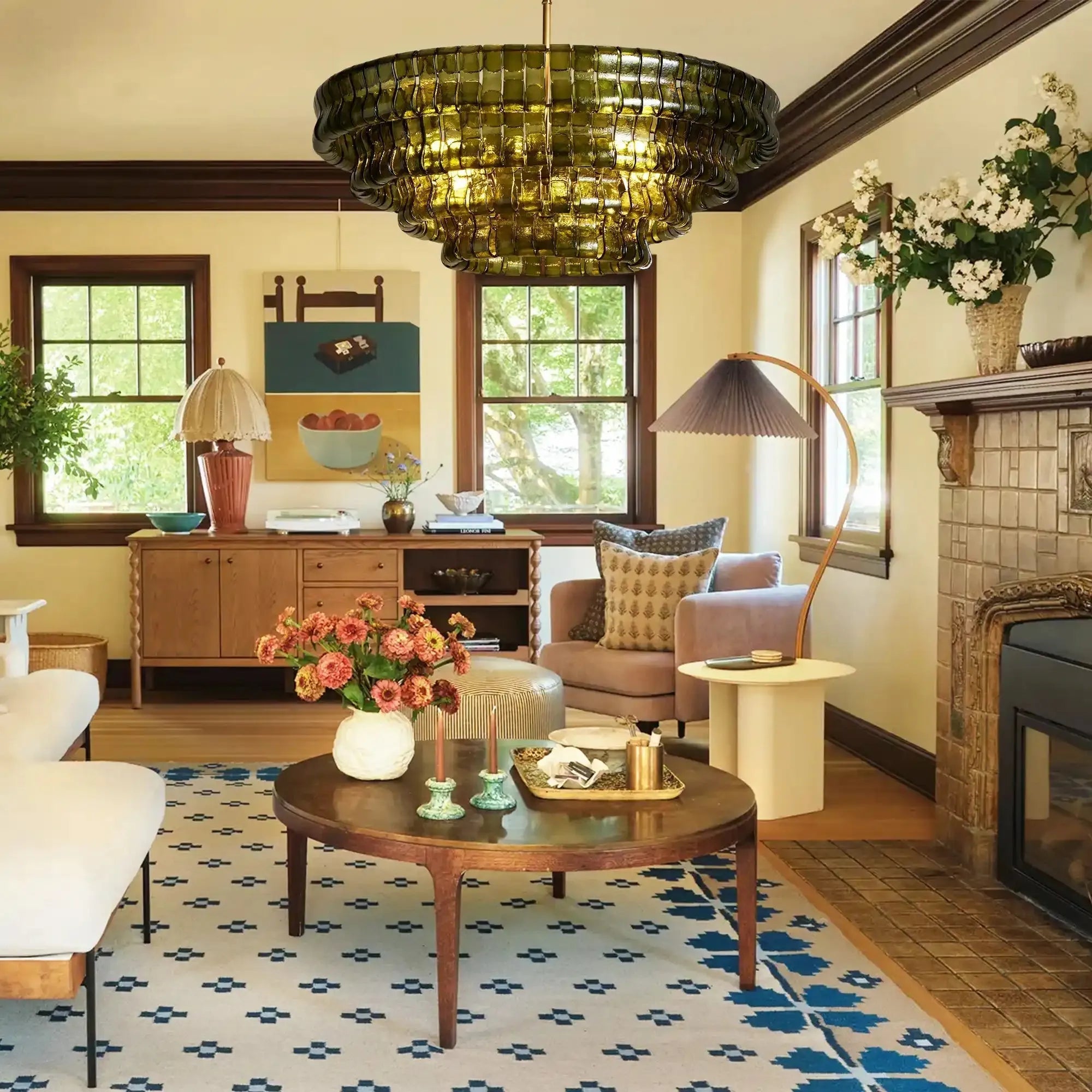 Ghiaccio Glass Round Chandelier - Cyran Lamps