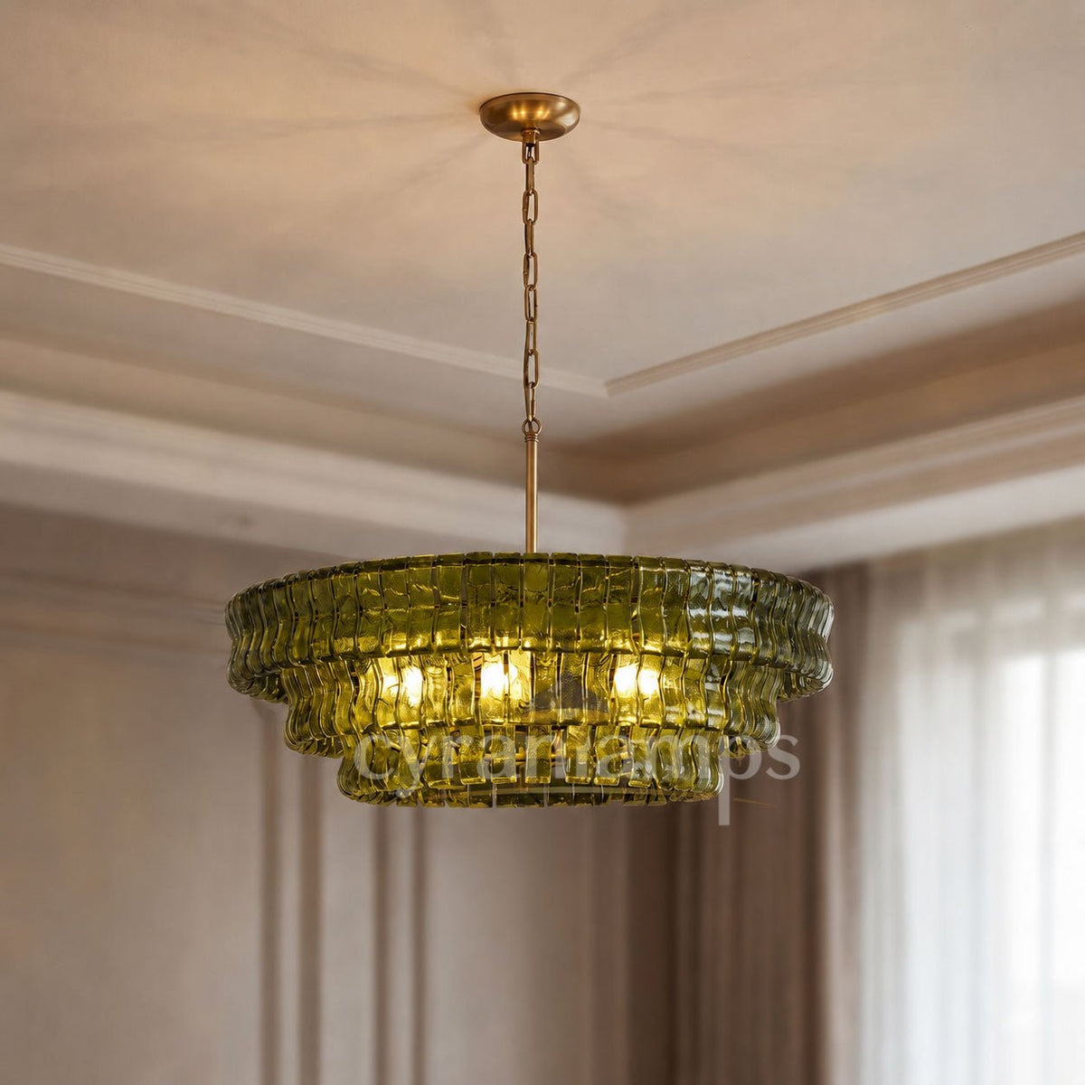 Ghiaccio Glass Round Chandelier - Cyran Lamps