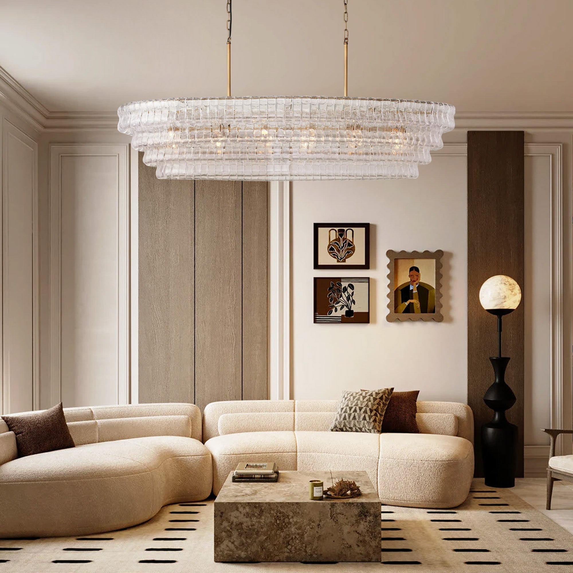 Ghiaccio Oval Chandelier 54"W/65"W - Merlinlamps