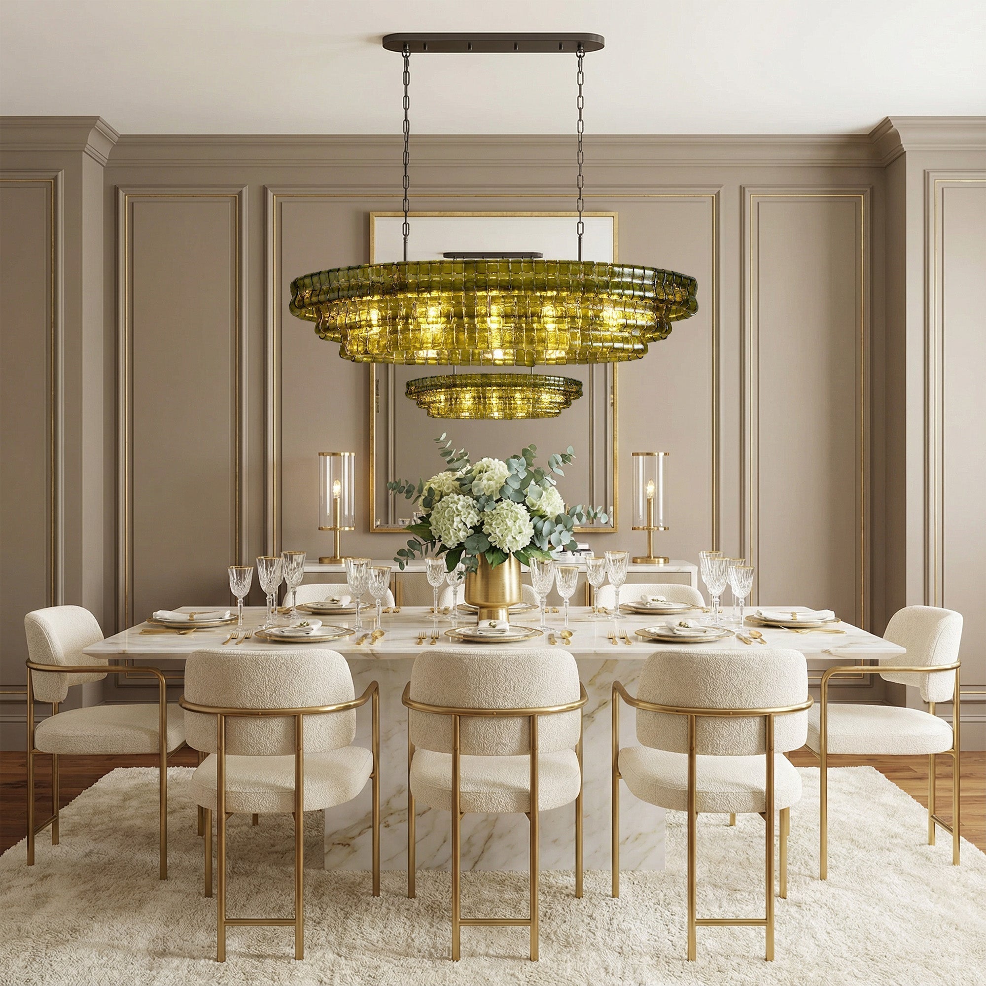 Ghiaccio Oval Chandelier 54"W/65"W - Merlinlamps