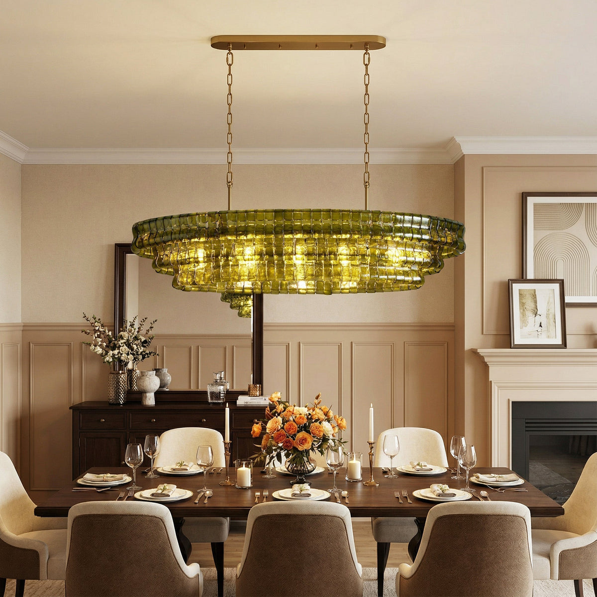 Ghiaccio Oval Chandelier 54"W/65"W - Merlinlamps
