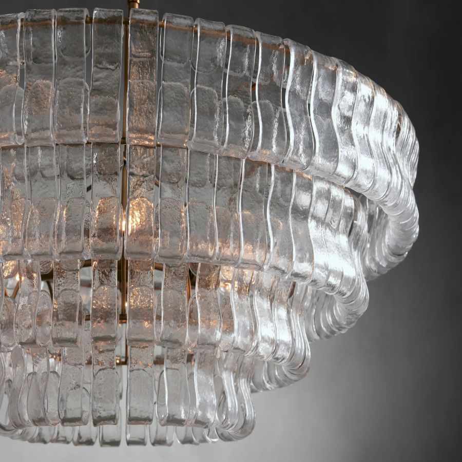 Ghiaccio Round Glass Chandelier - cyranlamps