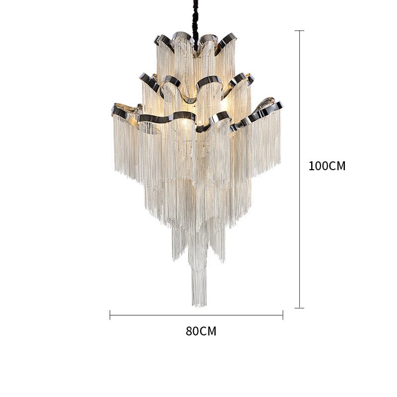 Gladys Aluminum Chain Tassel Stream Chandelier - cyranlamps