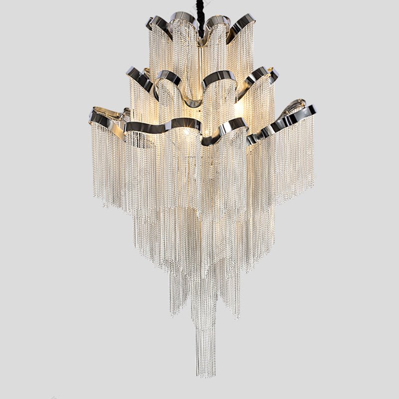 Gladys Aluminum Chain Tassel Stream Chandelier - cyranlamps