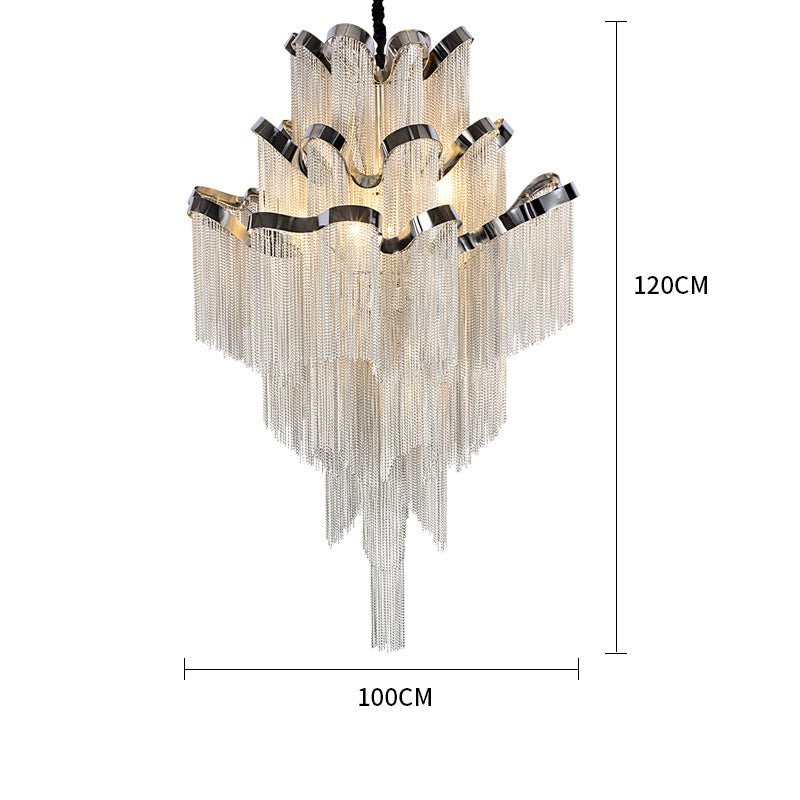 Gladys Aluminum Chain Tassel Stream Chandelier - cyranlamps