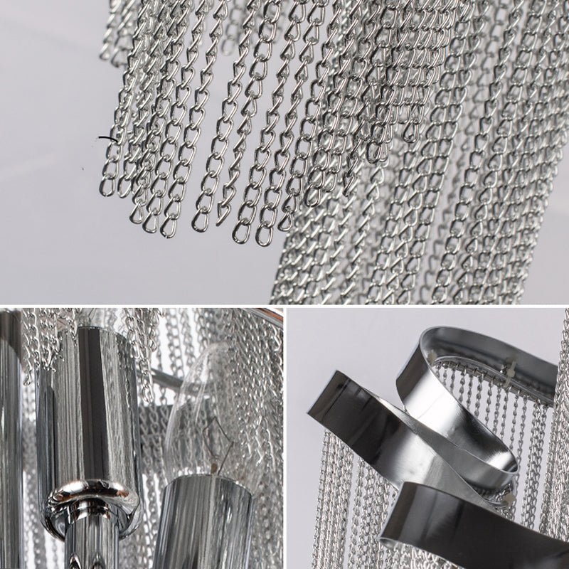 Gladys Aluminum Chain Tassel Stream Chandelier - cyranlamps