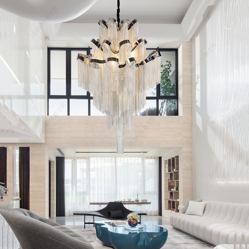 Gladys Aluminum Chain Tassel Stream Chandelier - cyranlamps