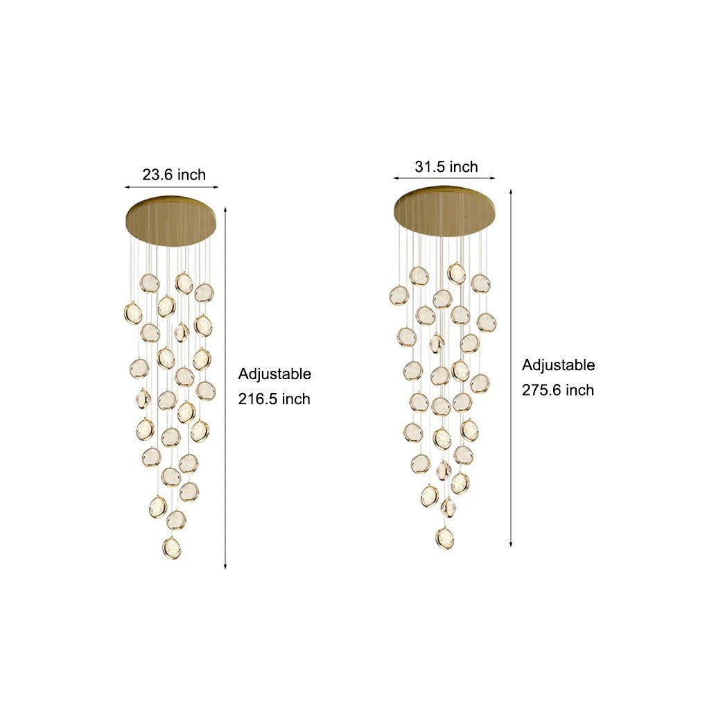 Global Crystal Cluster Adjustable Luxury Staircase Modern Long Chandelier - Cyran Lamps
