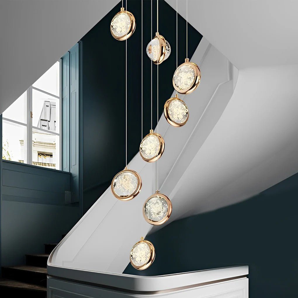 Global Crystal Cluster Adjustable Luxury Staircase Modern Long Chandelier - Cyran Lamps