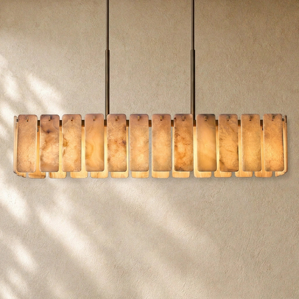 Calam Onyx Rectangular Alabaster Chandelier 60", 74"