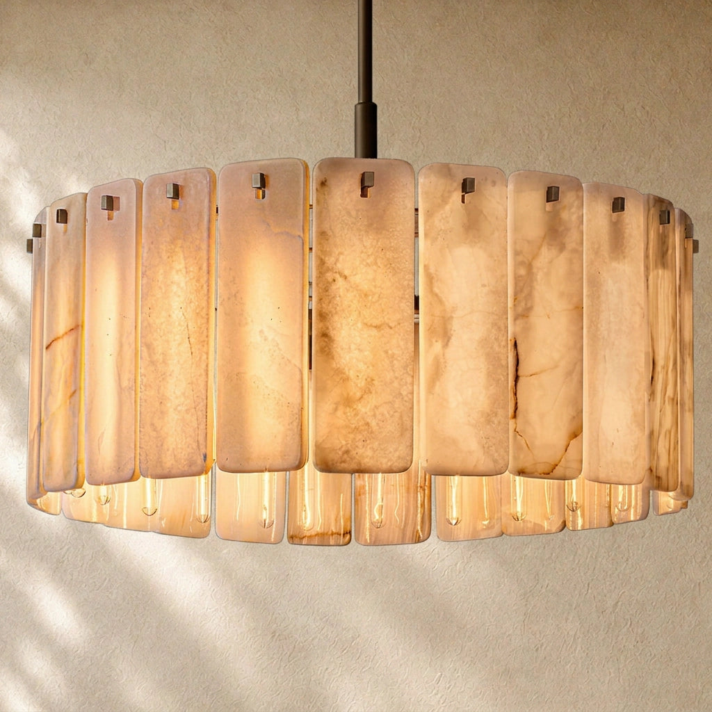 Calam Onyx Round Alabaster Chandelier 36". 48", 60"