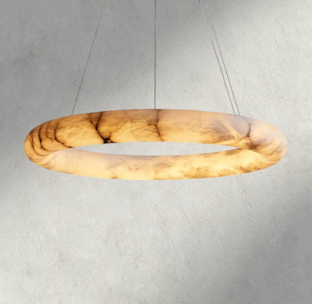 Halima Halo Alabaster Chandelier - cyranlamps