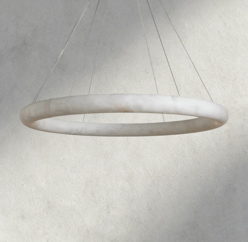 Halima Halo Alabaster Chandelier - cyranlamps