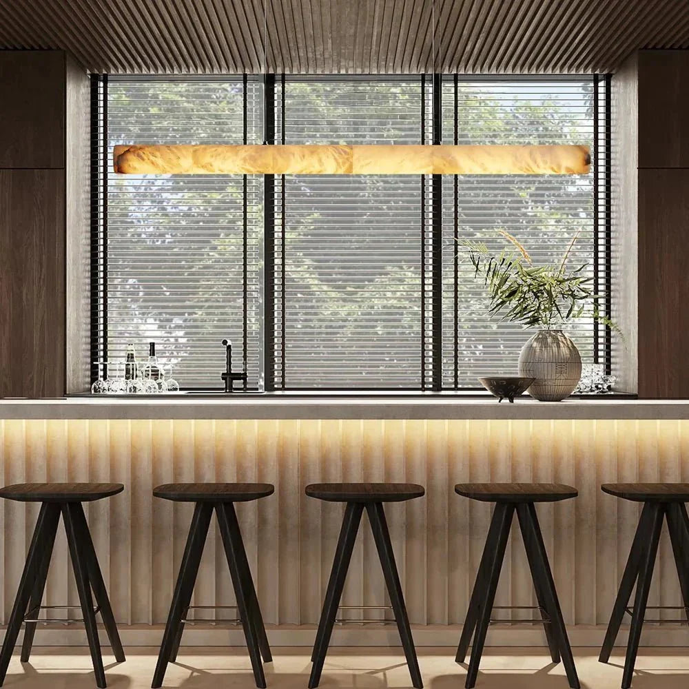 Halima Linear Alabaster Chandelier - cyranlamps
