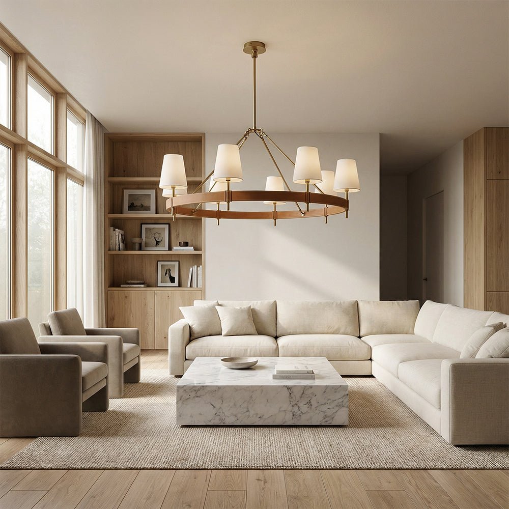 Haven Round Brass Chandelier - Cyran Lamps