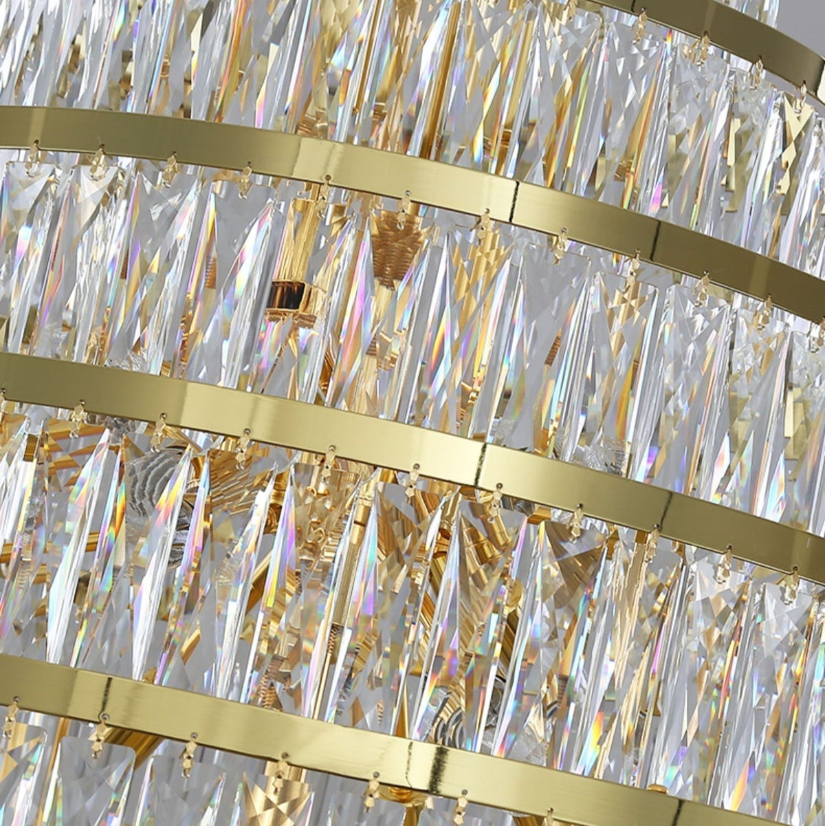 Honeycomb Shaped Ceiling Chandelier Extra Large Crystal Light Fixture For Foyer Staircase/ Entryway In Gold Finish - cyranlamps