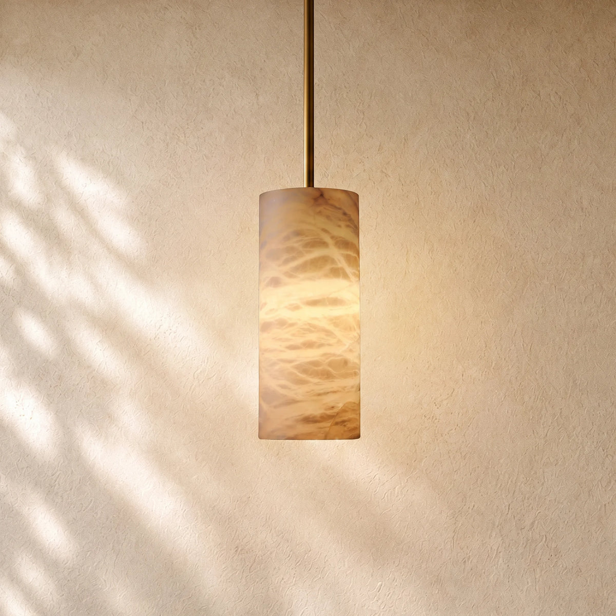 Hand-Carver Alabaster Cylinder Pendant