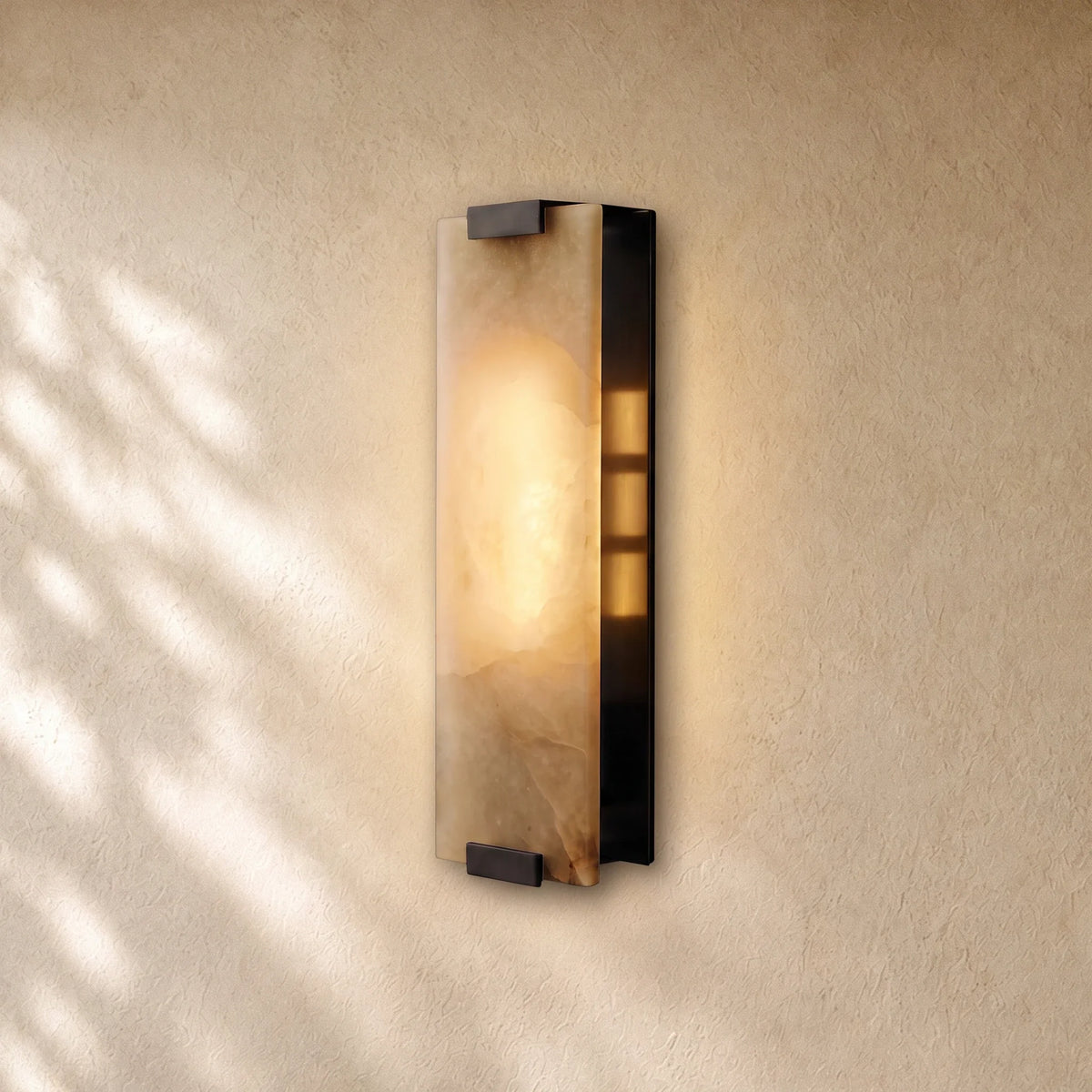 Hand-Carver Alabaster Wall Sconce