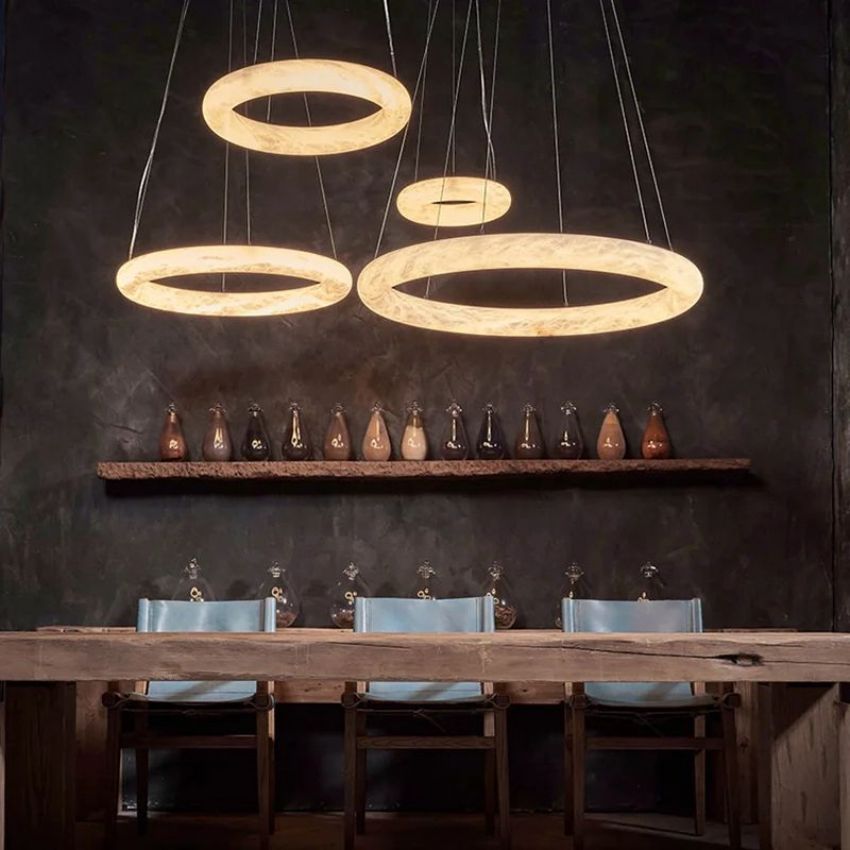 Keren Calcite Curve Ring Chandelier - Cyran Lamps