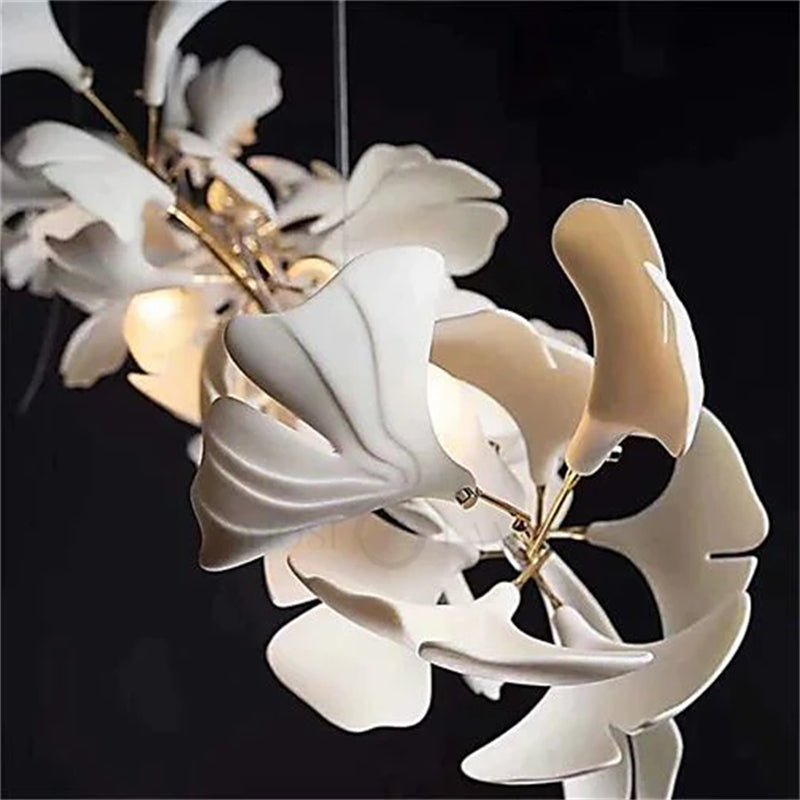 Keyah Porcelain Ginkgo Ceramics Chandelier, Modern Luxury Lights - cyranlamps